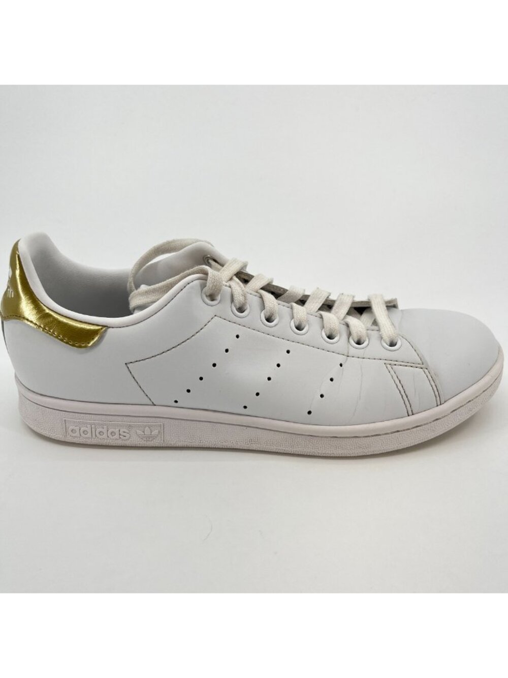 Adidas Stan Smith Womens Size 9 White Gold Athletic Leather Shoes Sneakers